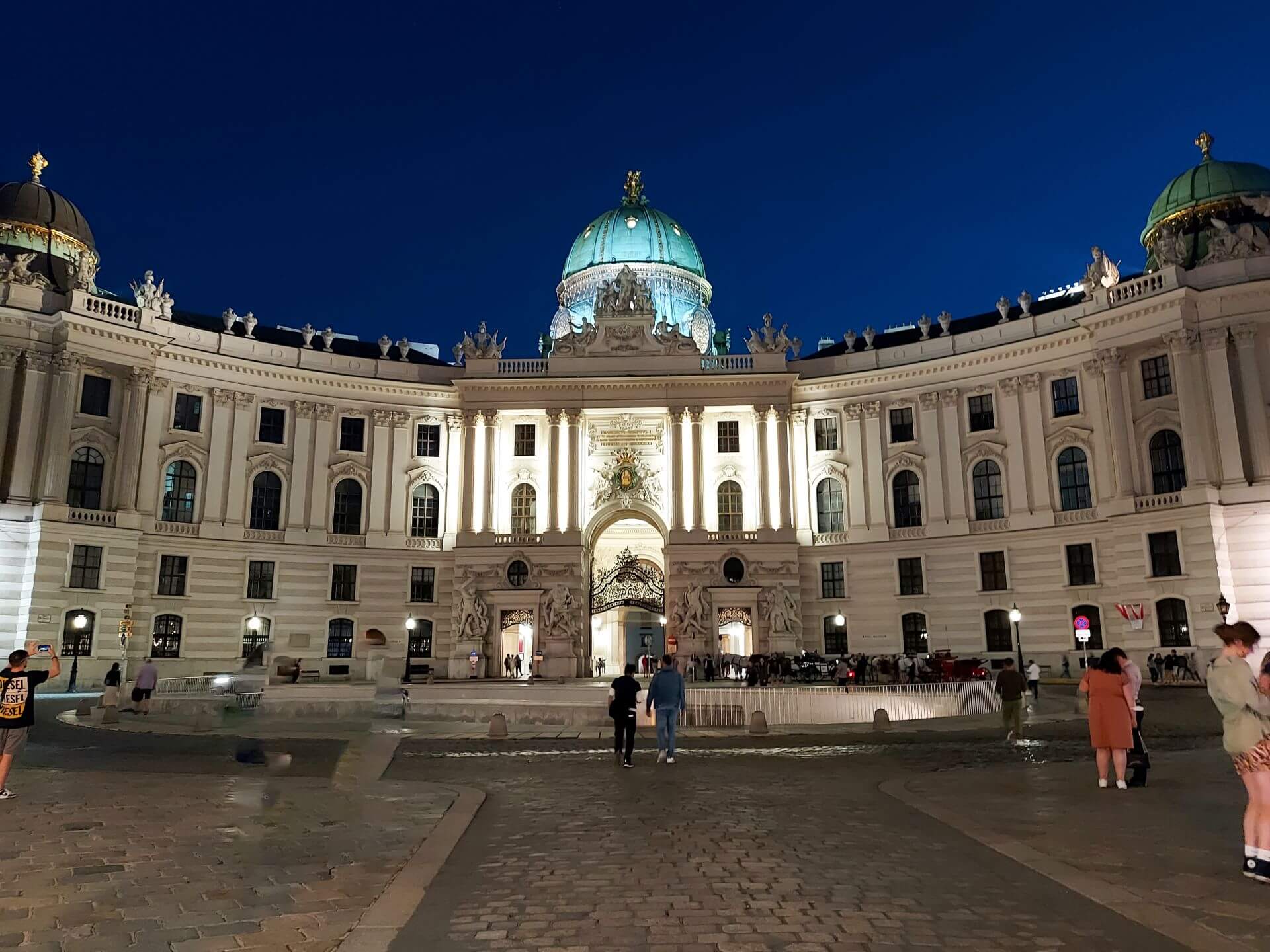 Night shot of the Hofburg Palace.